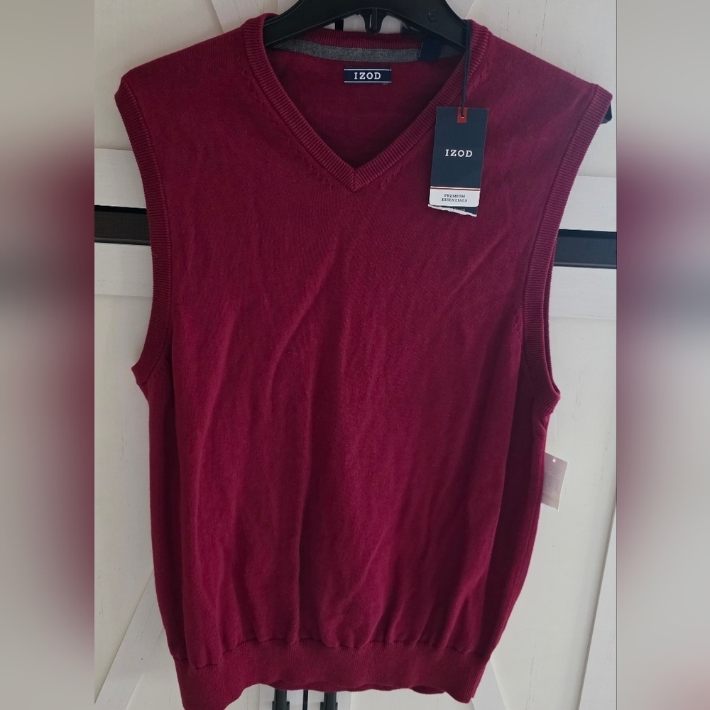 Izod Burgundy V-Neck Sweater Vest
